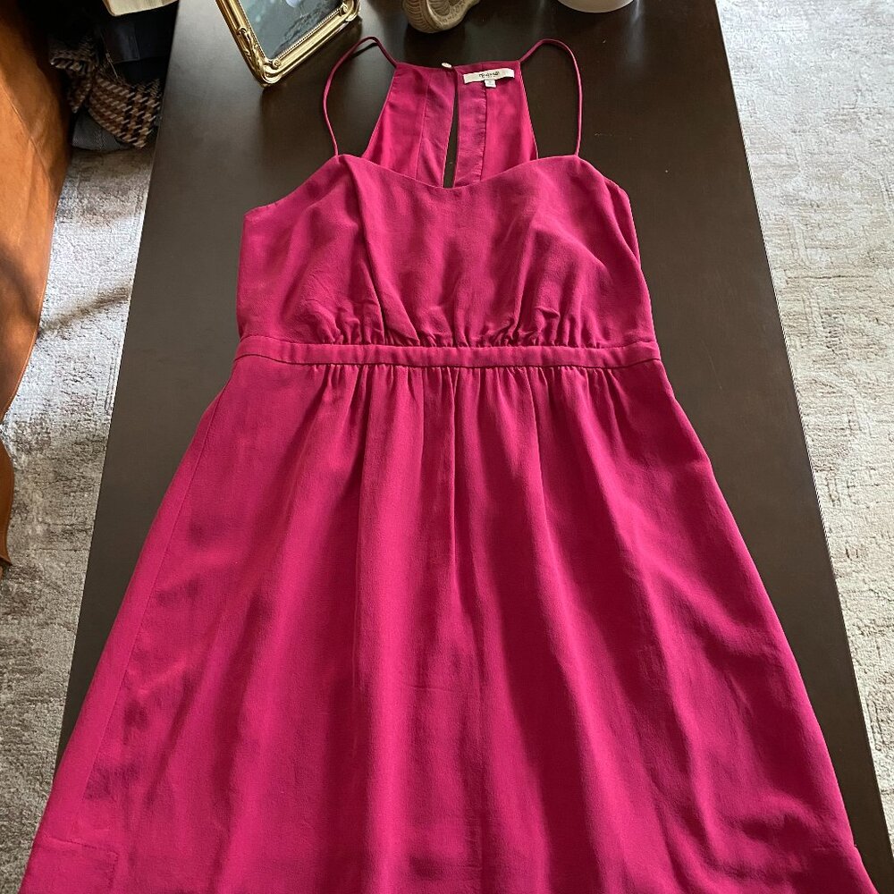 Madewell Silk Fuchsia Pink Strappy Mini Dress Size 8 - Picture 5 of 11